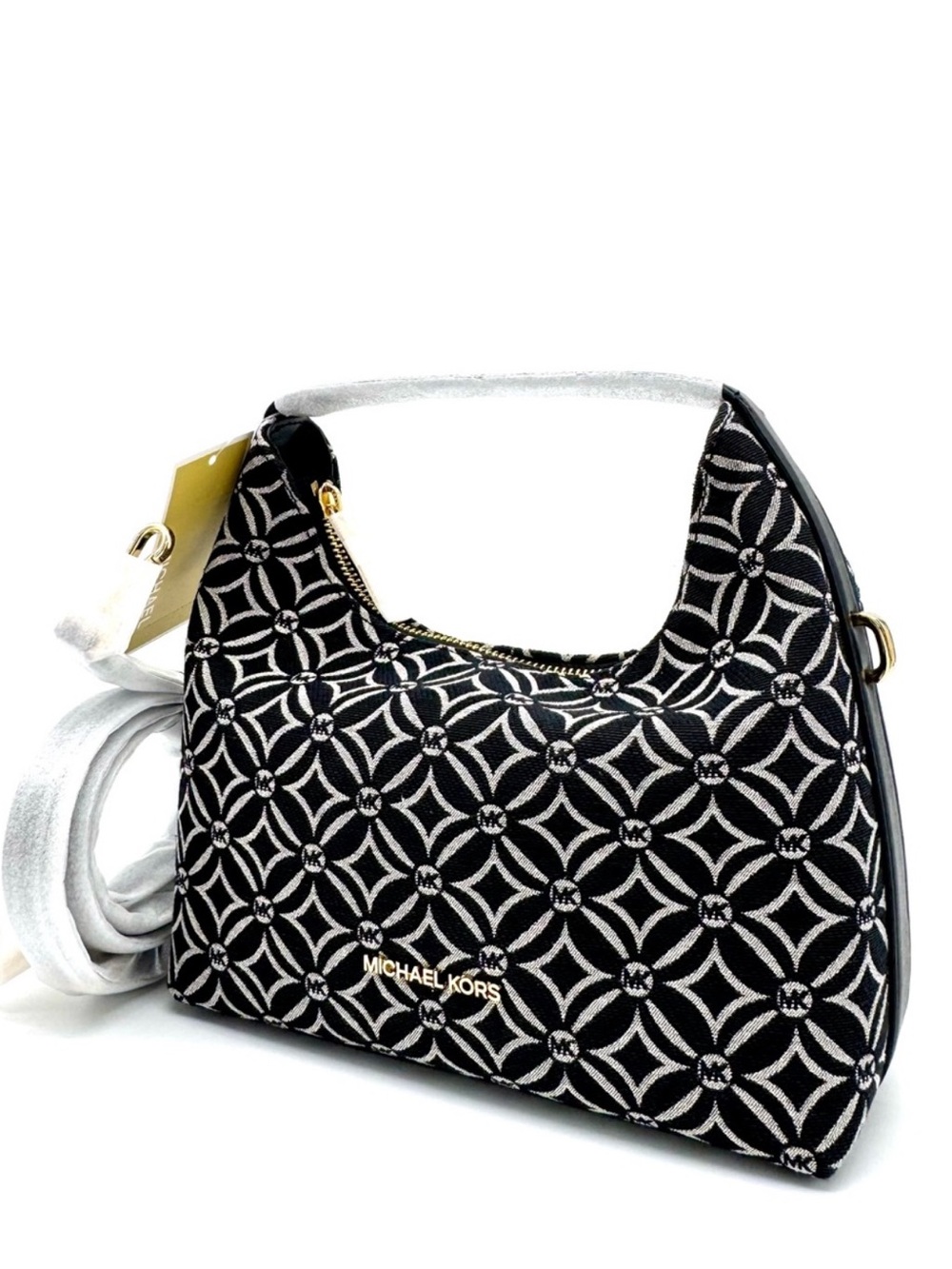 Michael Kors Ember Small Logo Jacquard Messenger Bag Black